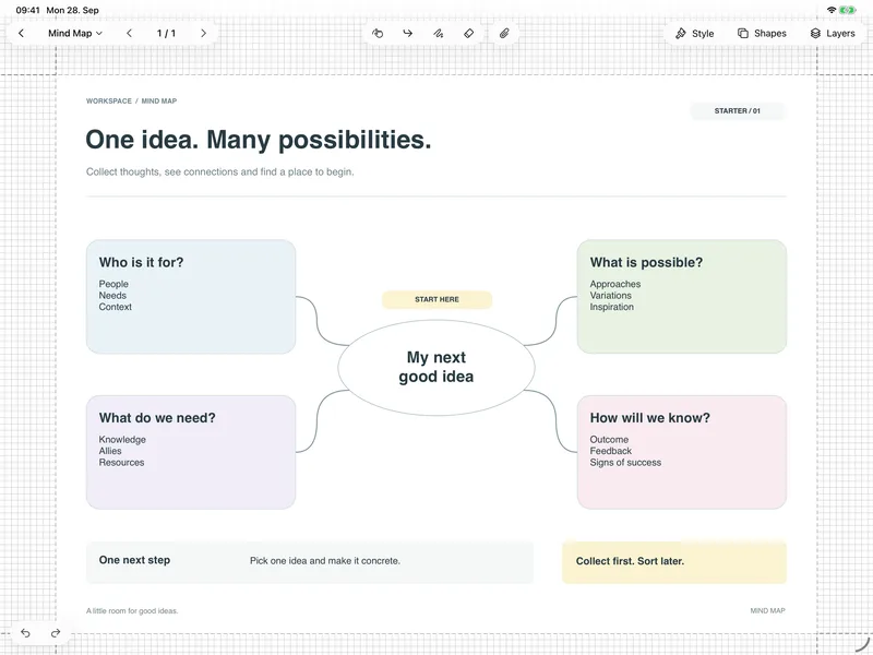 GoatNotes on iPad – Mind Maps: Collect thoughts and make connections visible.